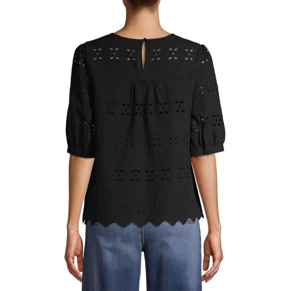 Time and Tru Black Eyelet Top - Picture 4 of 12
